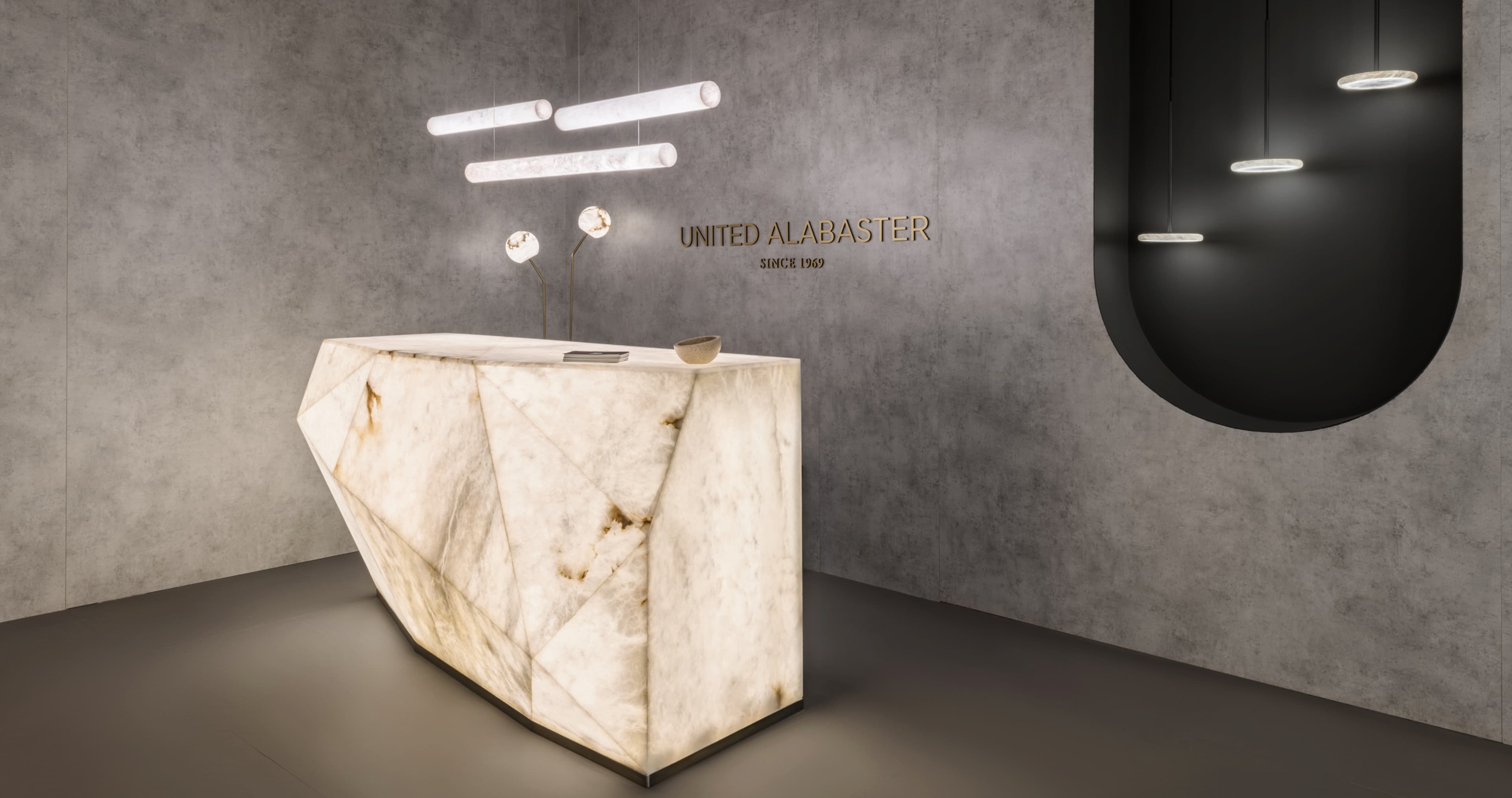 Iluminación de diseño en alabastro a medida